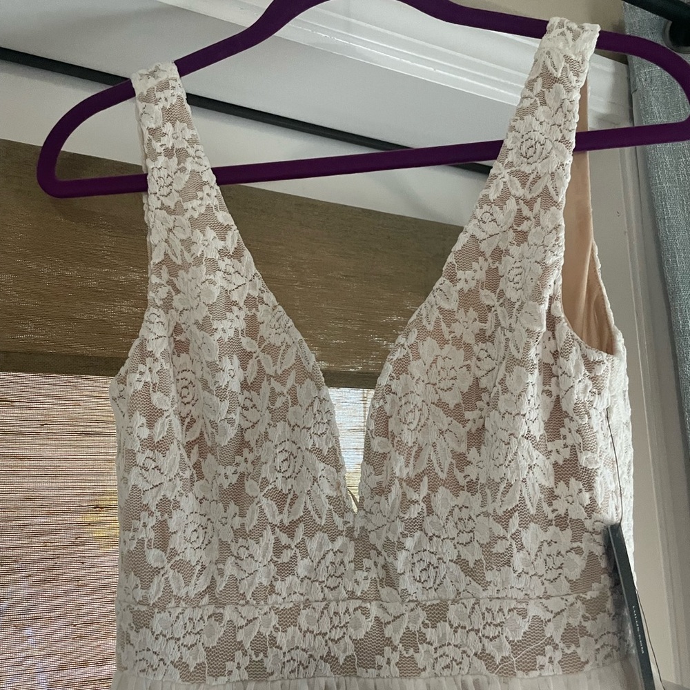 Lulu’s Floor Midi Bridal Dress w/Floor Length Sheer Skirt Overlay *Size M*